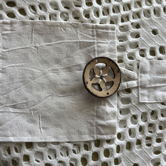 Open-Knit Crochet Tunic / Beach Cover-Up by Kaktus, White Small Boho Coastal - Picture 7 of 7